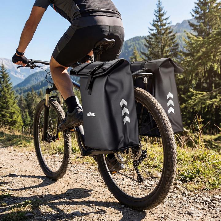 Produktbild Wiltec Doppeltasche Gepäckträgertasche 48l Fahrradtasche Gepäckträger wasserfest (Gepäckträgertasche)