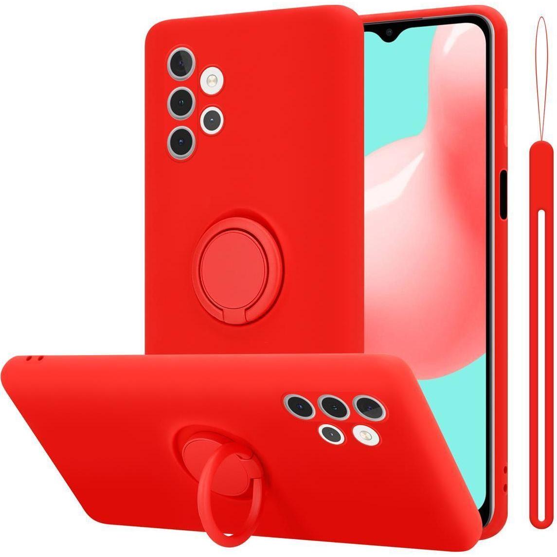 Cadorabo TPU Liquid Silicone Case Cover (Samsung Galaxy A32), Smartphone Hülle, Rot