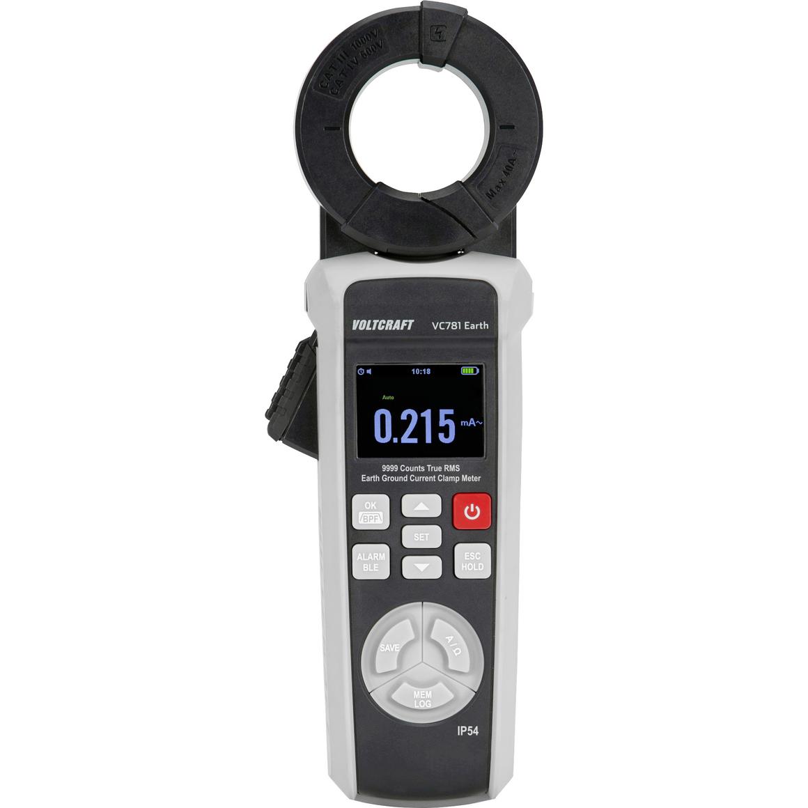 Voltcraft, Multimetro, VC781 Pinza di terra per la misurazione dei loop di terra e della corrente di dispersione a terra (CAT III 1000V, CAT IV 600V)