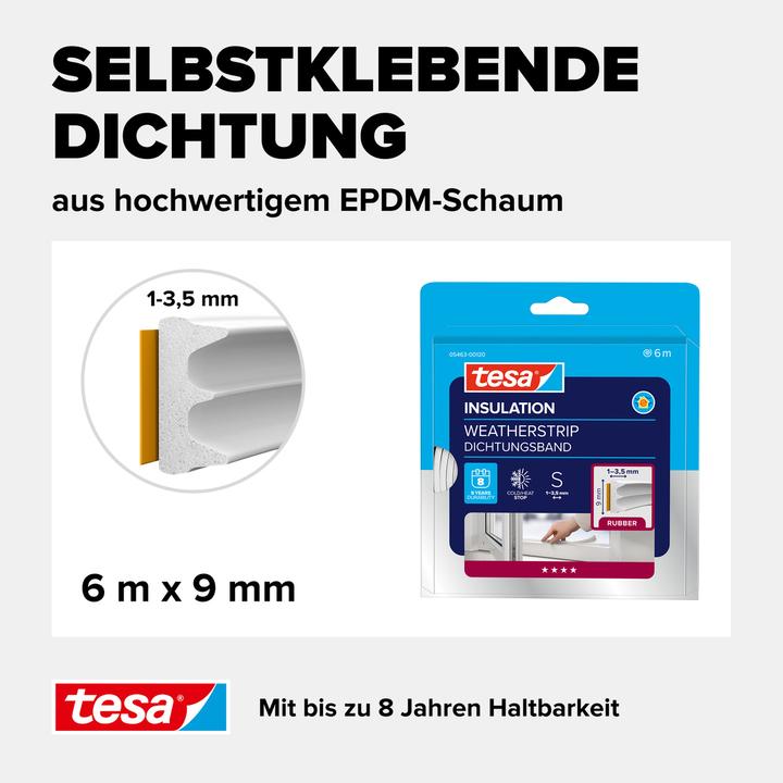 Produktbild tesa tesamoll CLASSIC E-Profil Fensterdichtung, Gummidichtung zum Isolieren