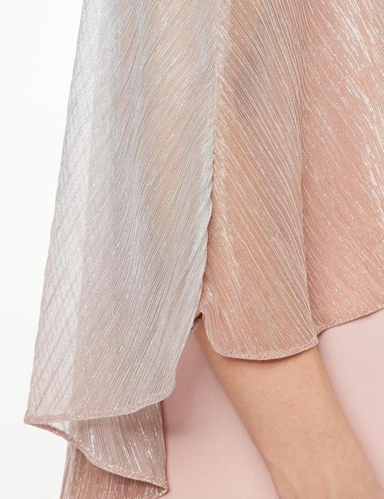 Actual product image Gina Bacconi Chiffon Cocktail Dress with Foil Cape and Glitter Sleeves (42)