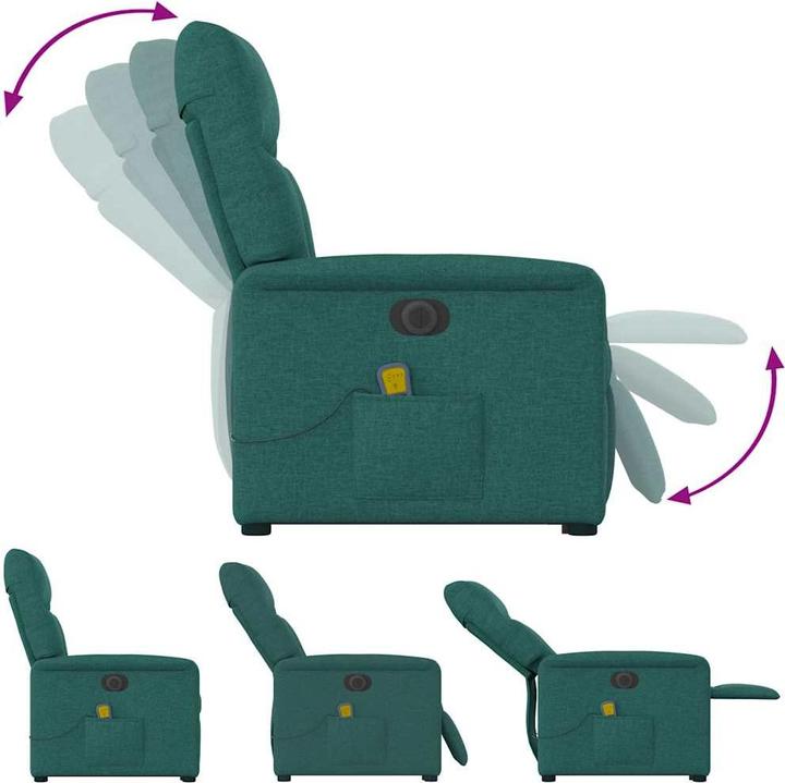 Image du produit vidaXL Fauteuil de massage électrique avec fonction releveur Vert foncé Tissu