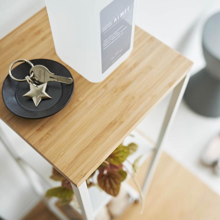 Actual product image Yamazaki 2-tier shelf with wooden top TOWER