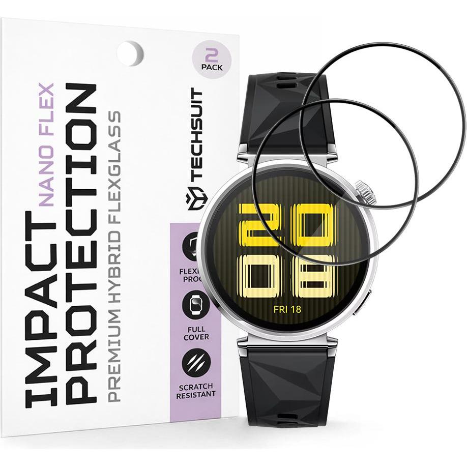 Techsuit - Nano Flex (2 pack) - Huawei Watch GT 5 41mm - Black, Accessori per smartwatch, Nero