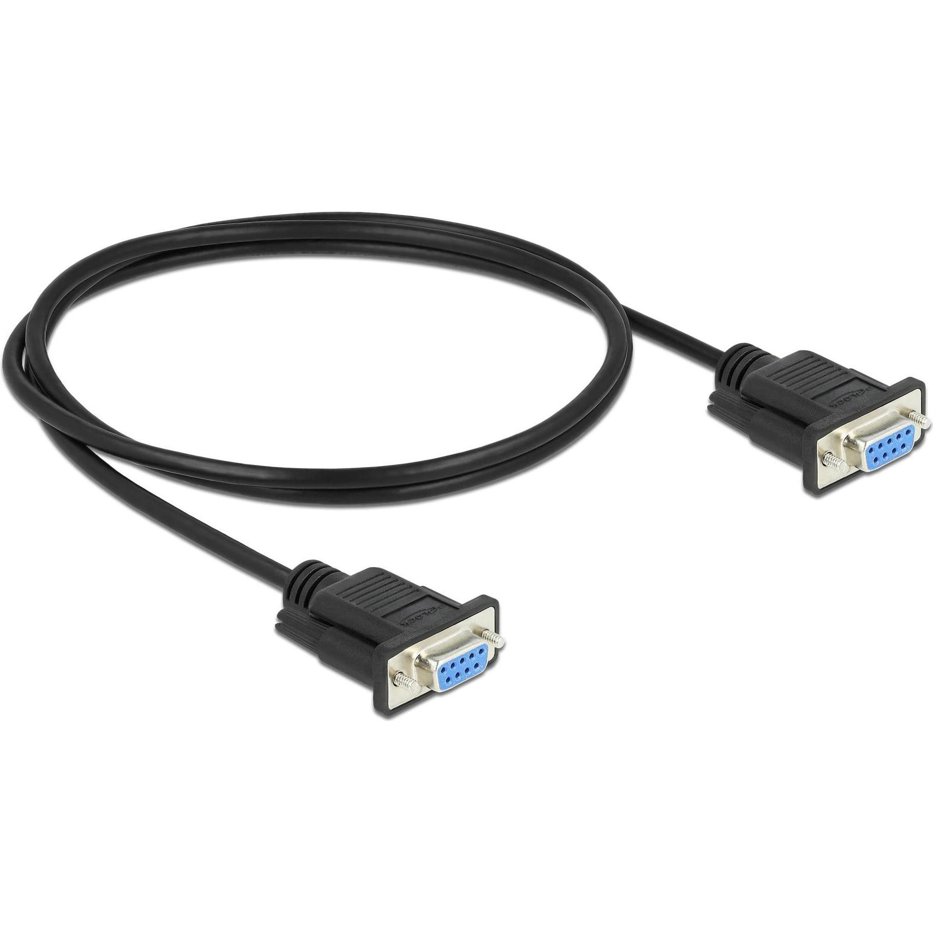 Thumbnail - Delock Seriell Kabel RS-232 D-Sub 9 Buchse zu Buchse Nullmodem mit schmalem Steckergehäuse (1 m), Schnittstellenkabel