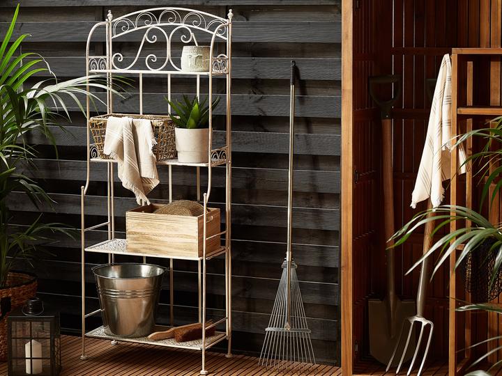 Produktbild Beliani Gartenregal weiss Metall 4 Ablageflächen klappbar PADUA