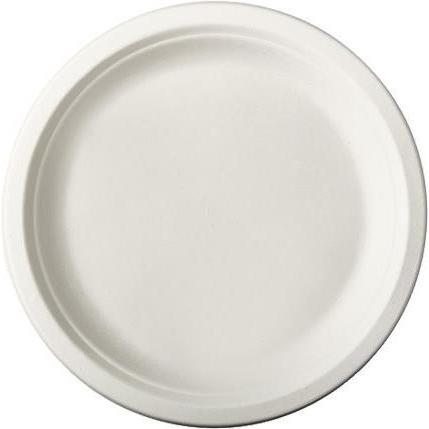 Papstar, Einweggeschirr, 100 Teller, Zuckerrohr "pure" ungeteilt Ø 23 cm · 2 cm weiss (100 x)