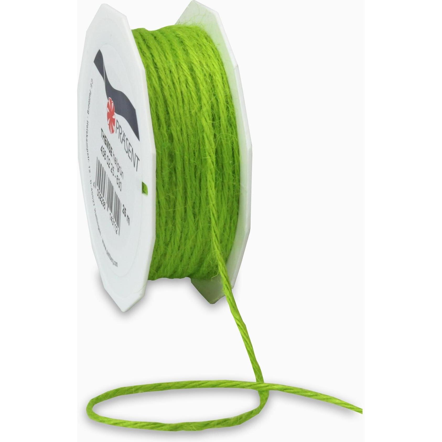 Präsent, Geschenkverpackung, Kordel Jute matt hellgrün 2,0 mm x 25,0 m (Geschenkband, 1 x)