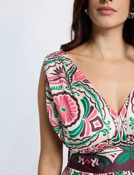 Image du produit Morgan Langes bedrucktes Kleid mit V-Ausschnitt (32)