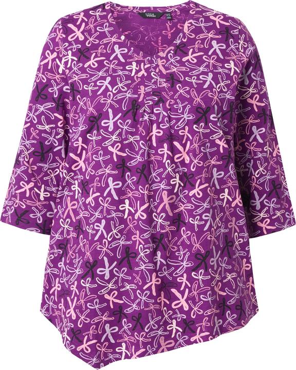 Produktbild Ulla Popken Shirt, Zierfalten, A-Linie, V-Ausschnitt, 3/4-Arm (54)