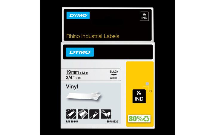 Actual product image Dymo Rhino vinyl tape, black (1.90 cm, White)