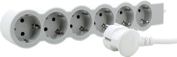 Actual product image Legrand Flat socket strip 6x socket, 3 metre cable white-grey 694565 (6 x, CEE 7/16, 3 m)