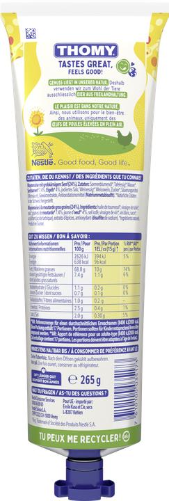 Nutritional values and ingredients THOMY Dijonnaise (265 g)