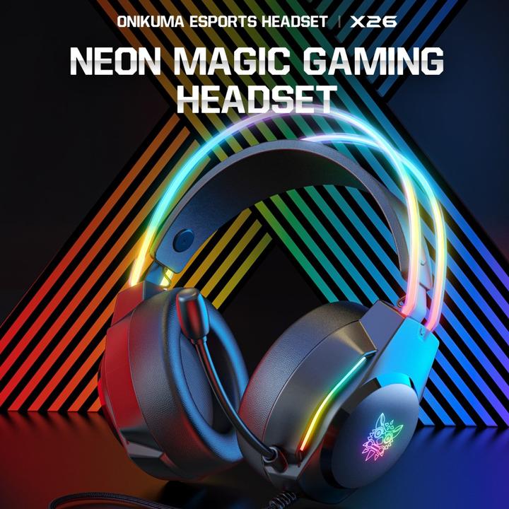 Actual product image Onikuma X26 Gaming Headphones (Wired) Black (Cable)