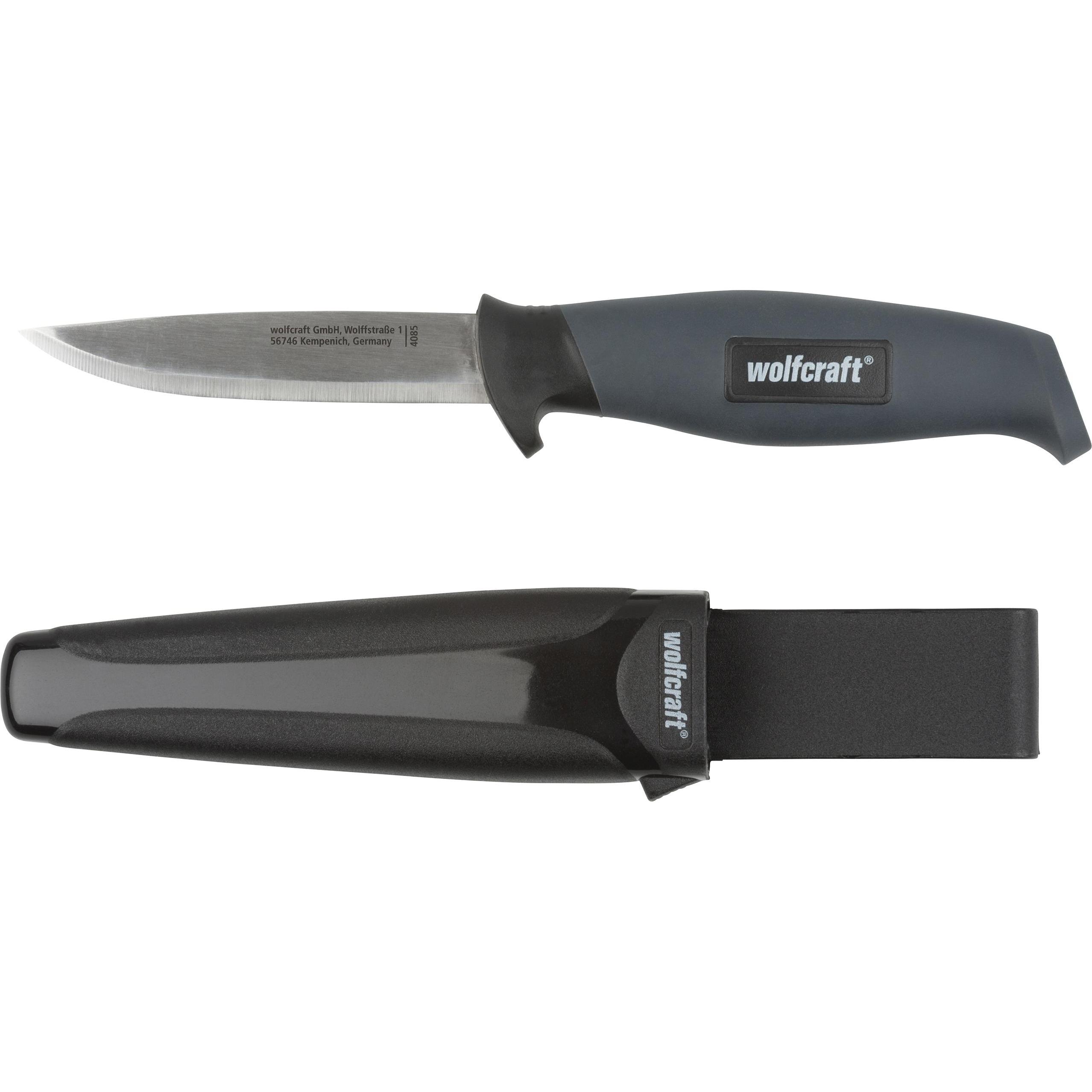 Thumbnail - wolfcraft, Mehrzweckmesser, Outdoormesser mit glatter Klinge und Köcher (9.50 cm)