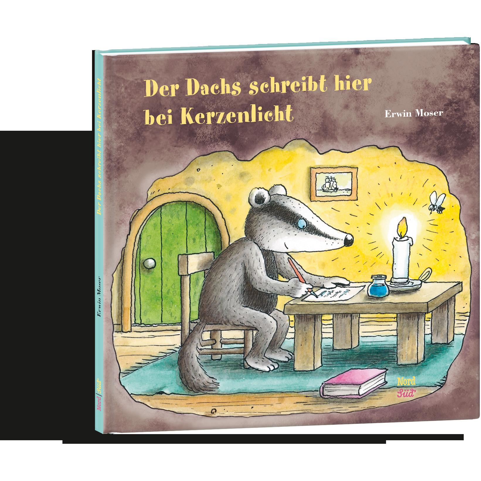Der Dachs schreibt hier bei Kerzenlicht, Kinderbücher von Erwin Moser