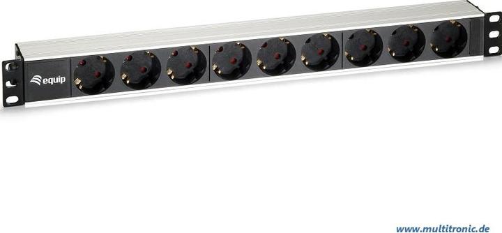 Actual product image equip Power strip 1HE9fach Schukon. Alu (9 x, CEE 7/3, 2 m)