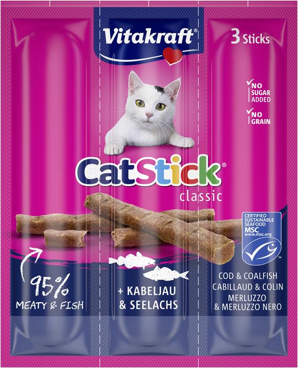 Actual product image Vitakraft Cat stick with cod and saithe (Adult, 3 pcs., 18 g)
