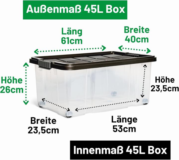 Produktbild Novaliv Aufbewahrungsbox mit Deckel Gross 45L Anthrazit Nestbar stapelbare Plastikbox mit Clipverschl (40 cm, 45 l, 1x)