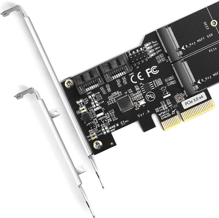 Actual product image Axagon PCES-SA4M2 PCIe Controller 2x internal SATA 6G port + 2x internal M.2 B-key SATA port + LP