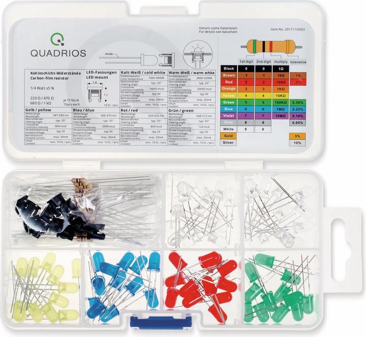 Actual product image Quadrios LED range red, green, yellow, blue, cool white, warm white 20 m