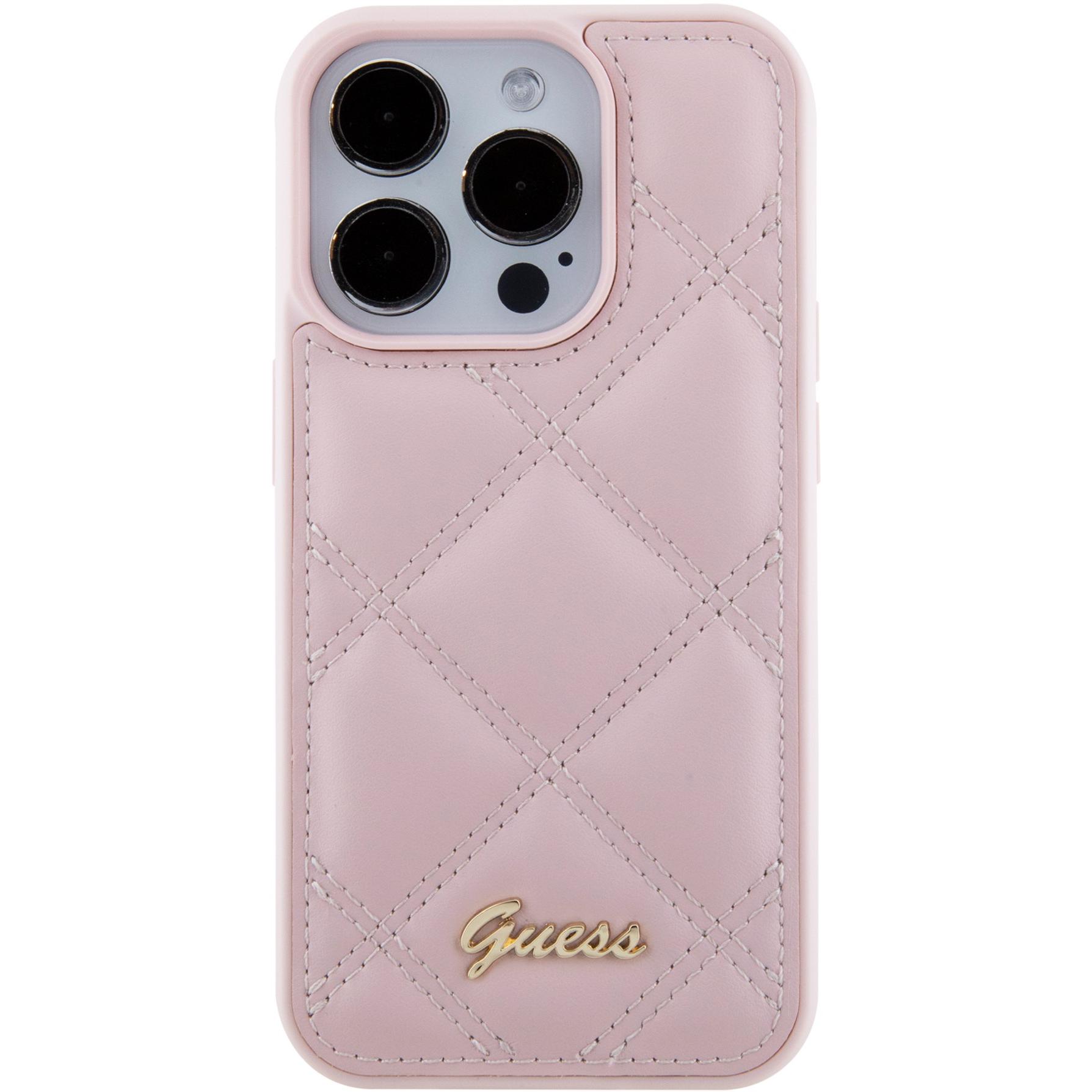 Thumbnail - Guess GUHCP15LPSQSQSP iPhone 15 Pro 6.1" różowy/pink hardcase Quilted Metal Logo (Apple iPhone 15 Pro), Smartphone Hülle...