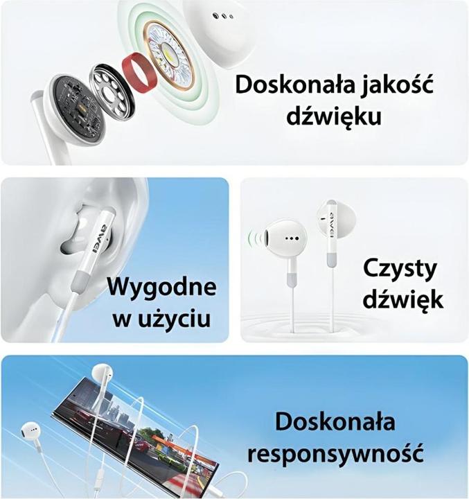 Actual product image Awei słuchawki stereo PC-6T USB-C czarny/black (Cable)