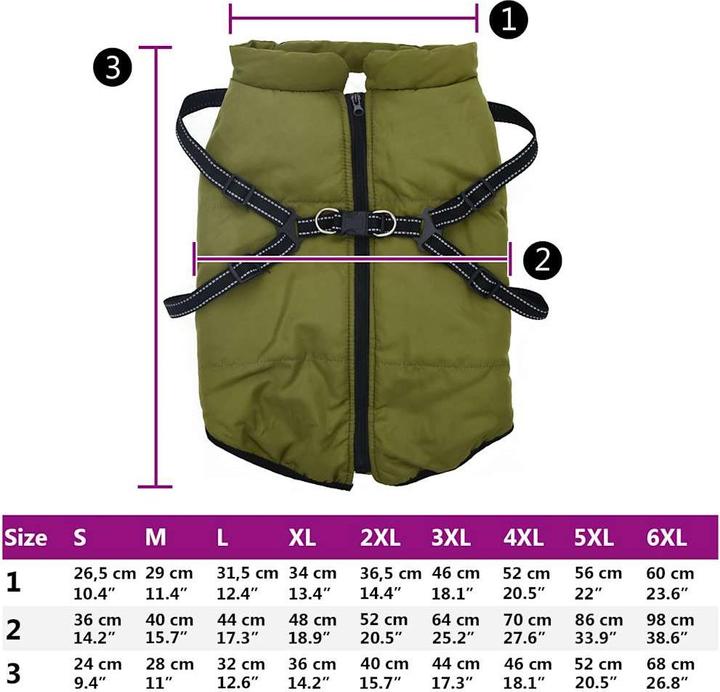 Actual product image vidaXL Dog coat with harness Waterproof (48, Dog coat)