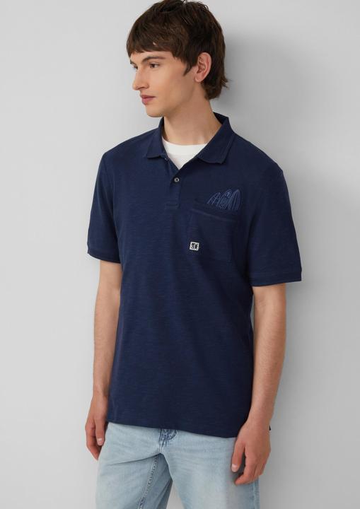 Actual product image S.Oliver Polo-Shirt Flammgarn-Poloshirt mit Brusttasche und Stickerei (S)