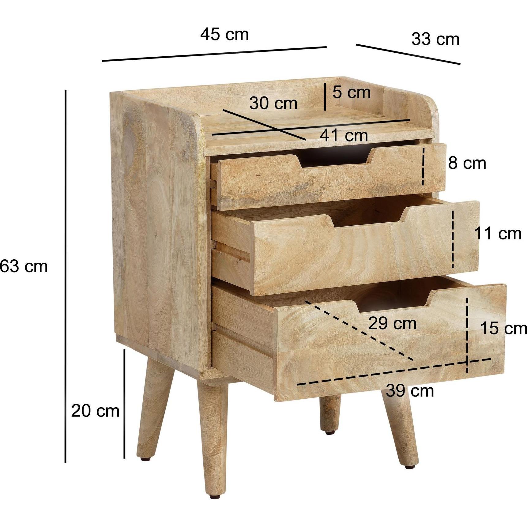Thumbnail - Wohnling, Nachttisch, Mango (45 x 33 x 63 cm)
