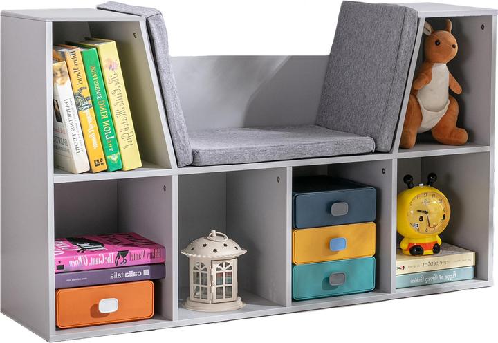 Produktbild Homcom Kinderregal MDF, Polyester Grau (30 x 103 x 62 cm)