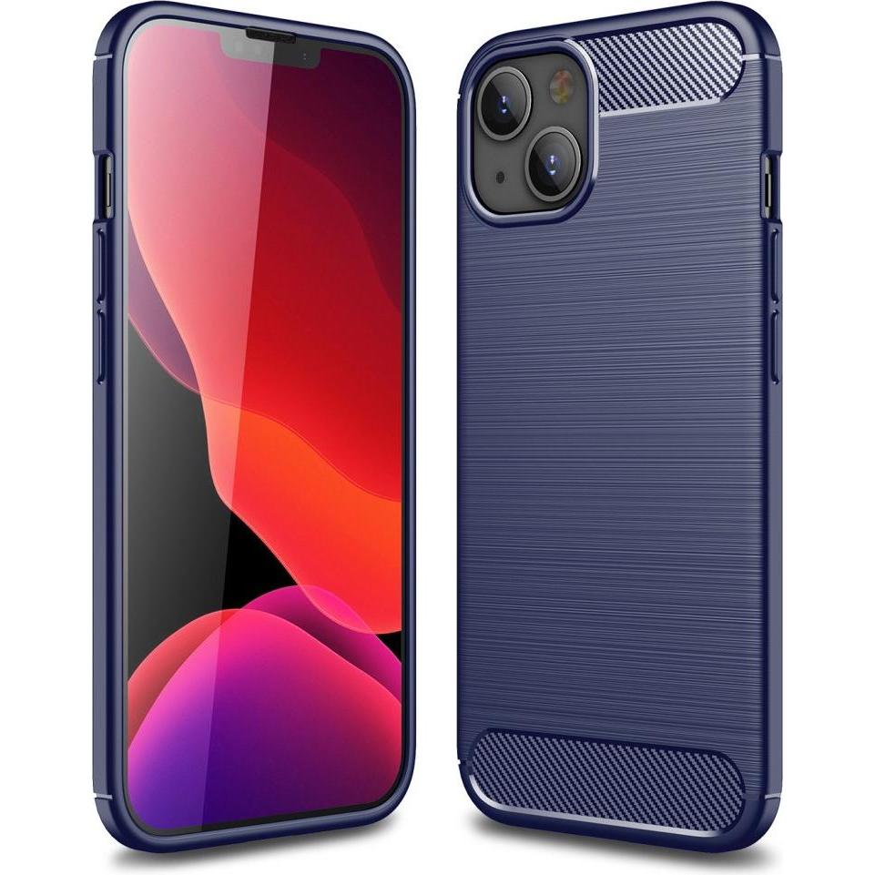 Thumbnail - Cover-Discount iPhone 13 mini - Metall Carbon Look Gummi Hülle blau (Apple iPhone 13 mini), Smartphone Hülle, Blau