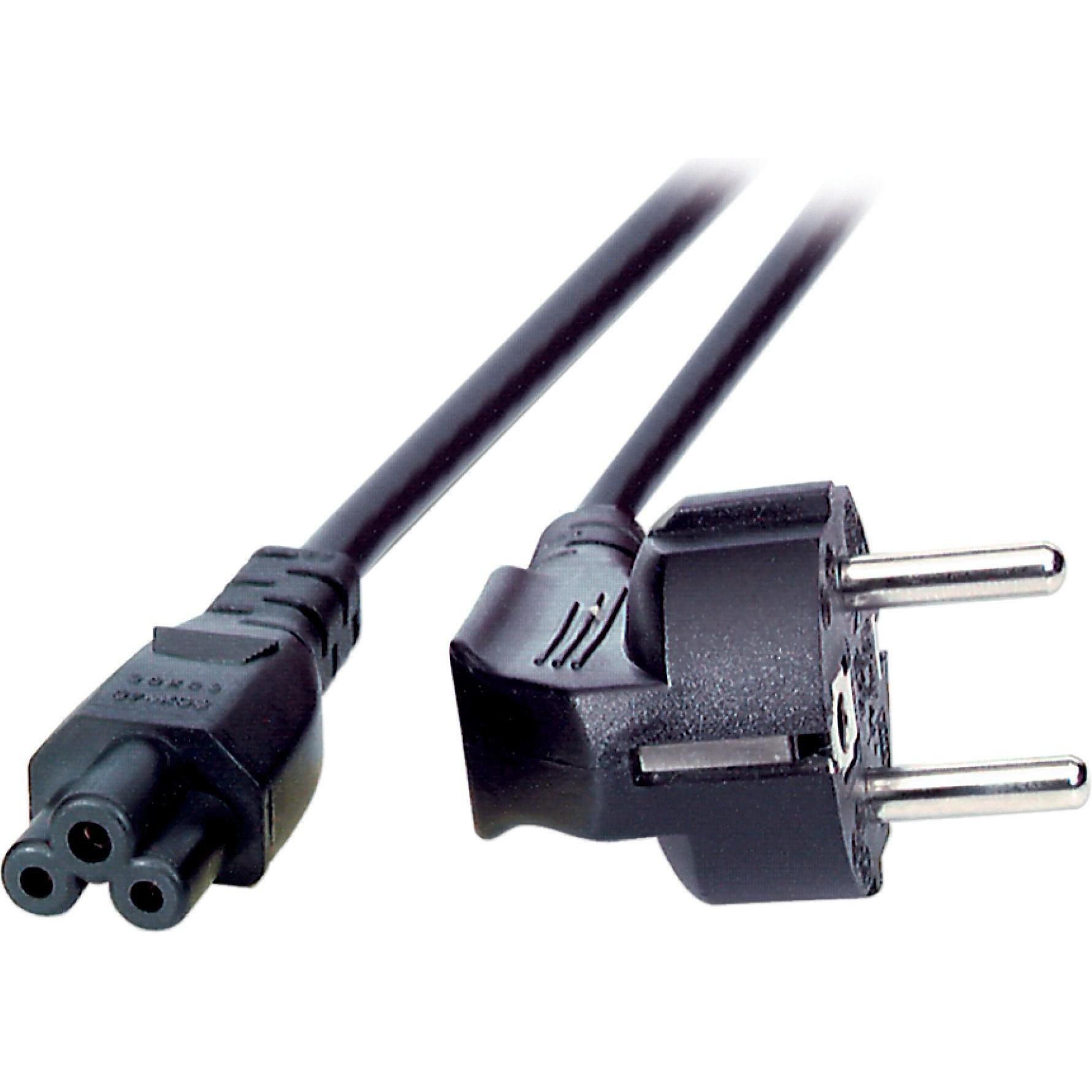 EFB Elektronik Netzleitung CEE 7/7 90°-C5 180°,schwarz, 1,8 m, 3 x 0.75 mm², 2.5 A / 250 V VDE geprü (1.80 m), Stromkabe...