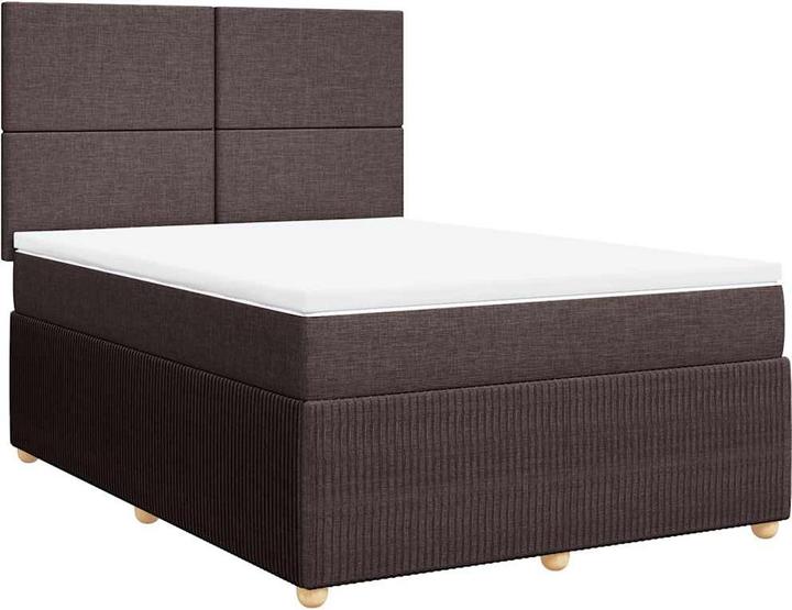 Produktbild vidaXL Boxspringbett Polsterbett Bett mit Matratze Dunkelbraun 160x200cm Stoff (160 x 200 cm)