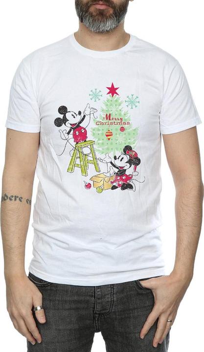 Actual product image Disney Mens Mickey And Minnie Christmas Tree T-Shirt (S)