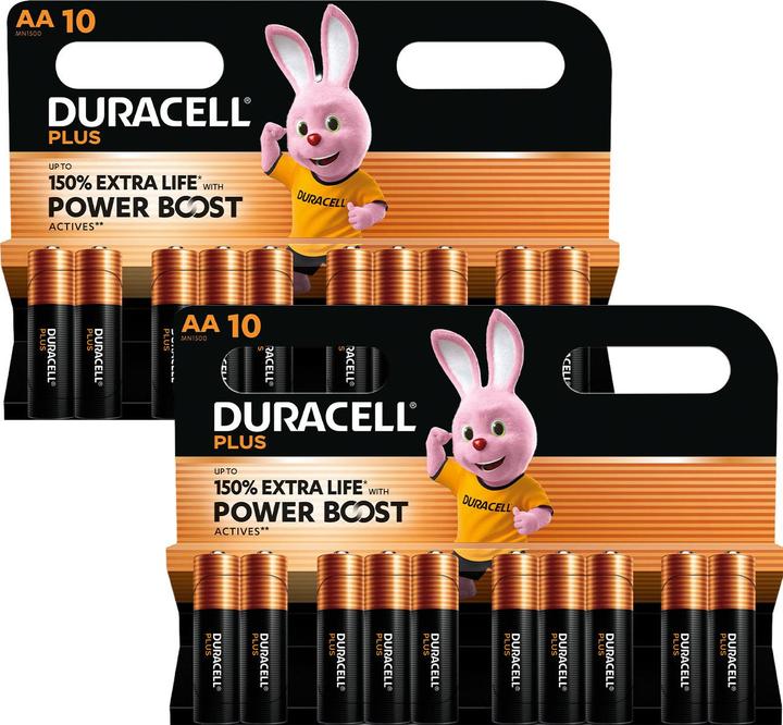Duracell 2er-Set Power Boost Alkaline Batterien Typ AA/Mignon, 1,5 V, 2x 10-er Pack (20 Stk., AA)