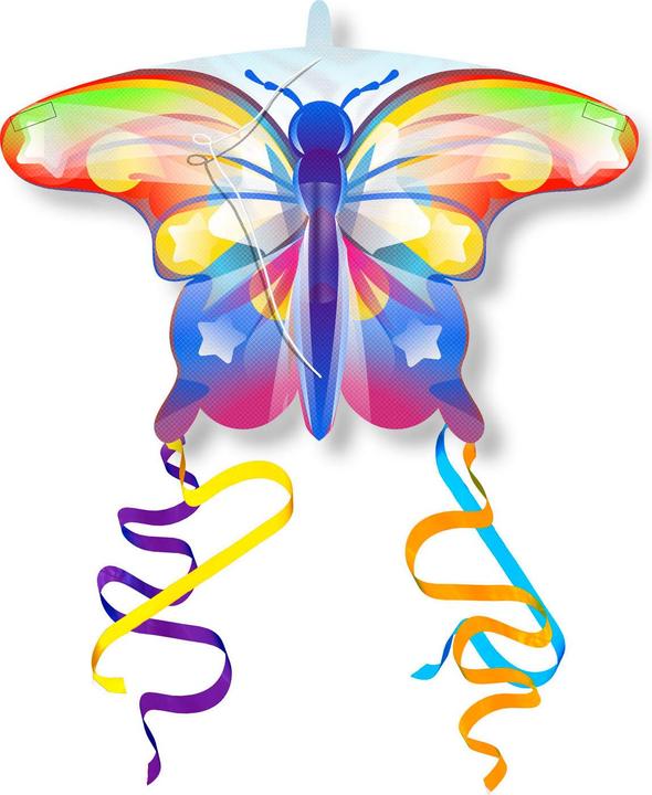 Eolo Kites Ready 2 Fly - Pop-up Mini Nylon Kite Butterfly Rainbow