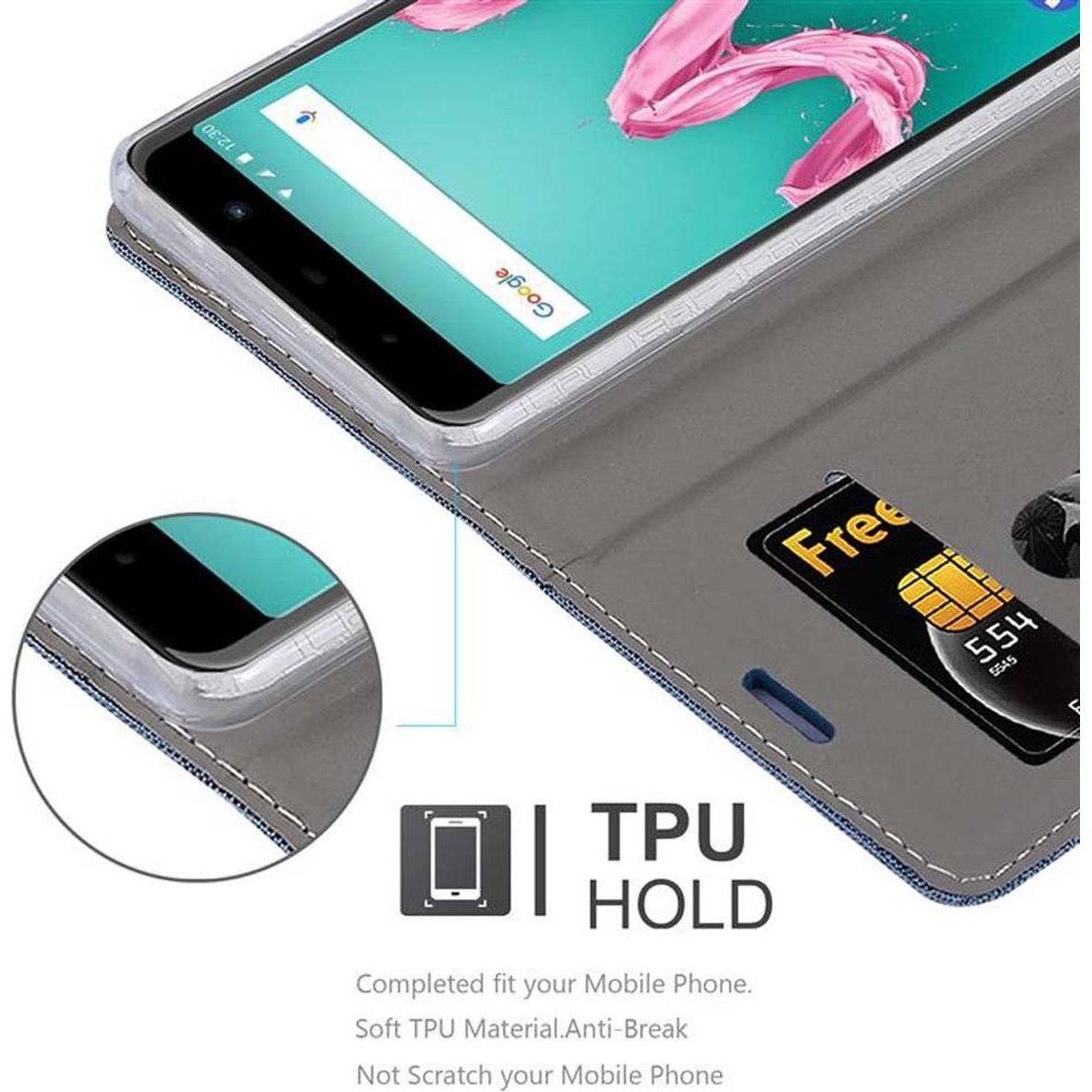 Thumbnail - Cadorabo Book Jeans Optik Cover (Wiko Lenny 5), Smartphone Hülle, Blau