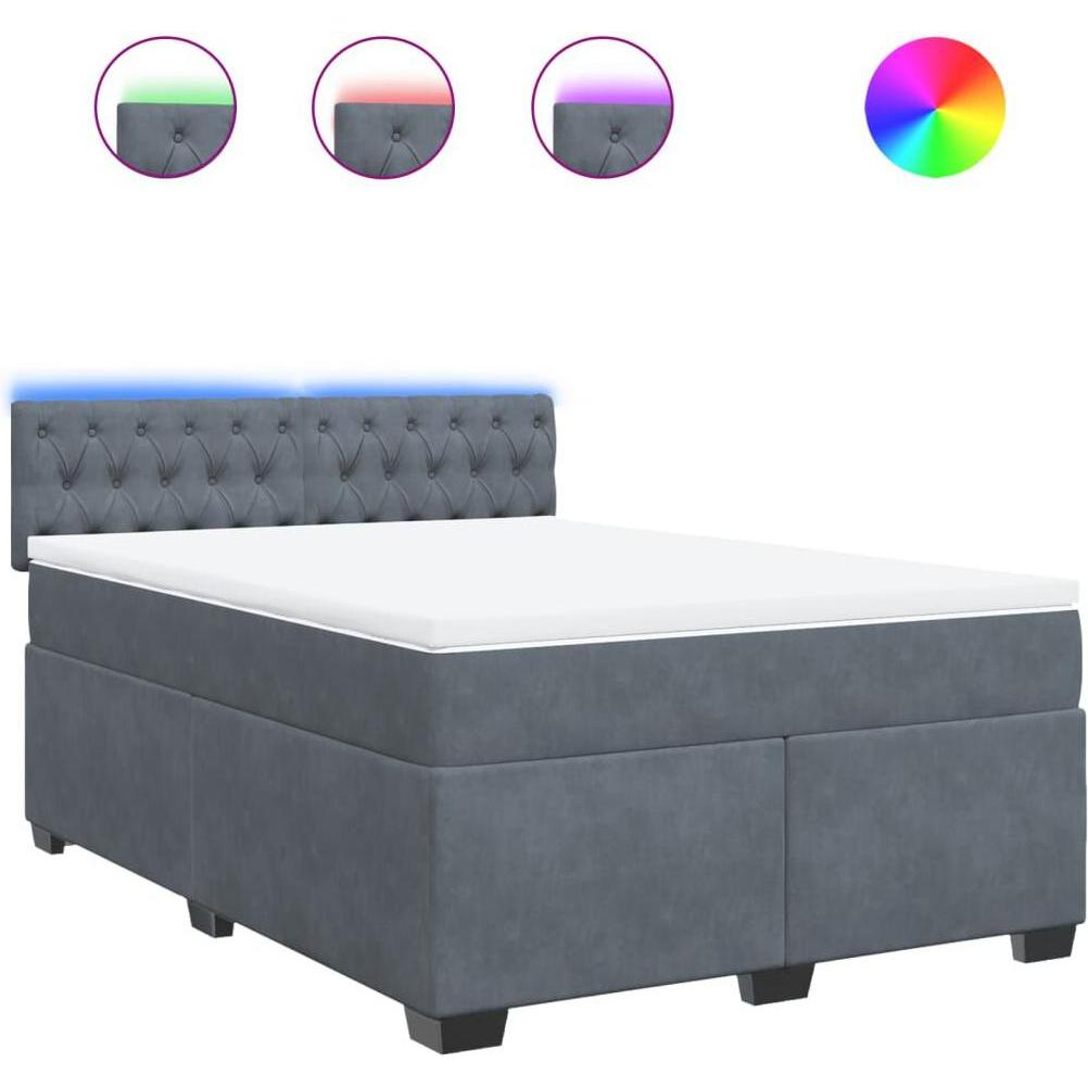 Thumbnail - VidaXL, Bett, Bo x springbett mit Matratze 140 x 200 cm Samt (140 x 200 cm)