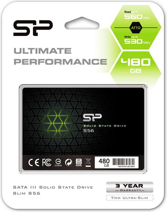 Actual product image Silicon Power Slim S56 - 480 GB SSD - internal - 2.5" (6.4 cm) (480 GB, 2.5")