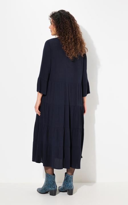 Produktbild Ulla Popken Kleid, A-Linie, Tunika-Ausschnitt, 3/4-Volantarm (54)