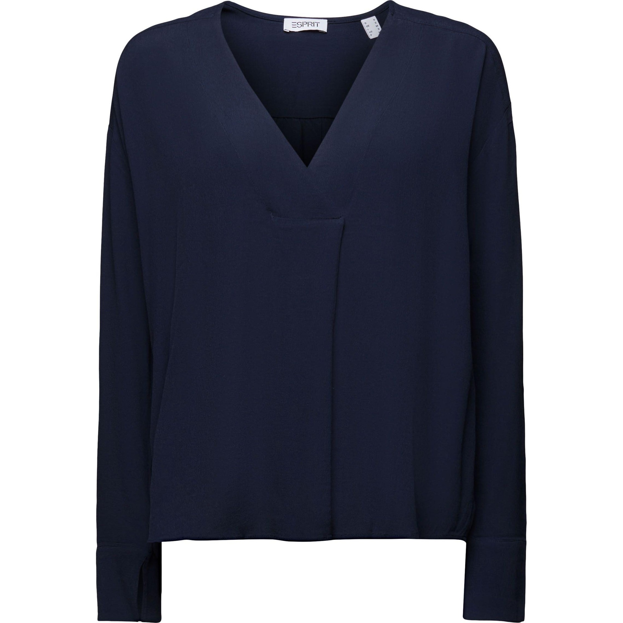 Esprit, Damen, Bluse, blue mit v-auchnitt eprit, Blau, (S)