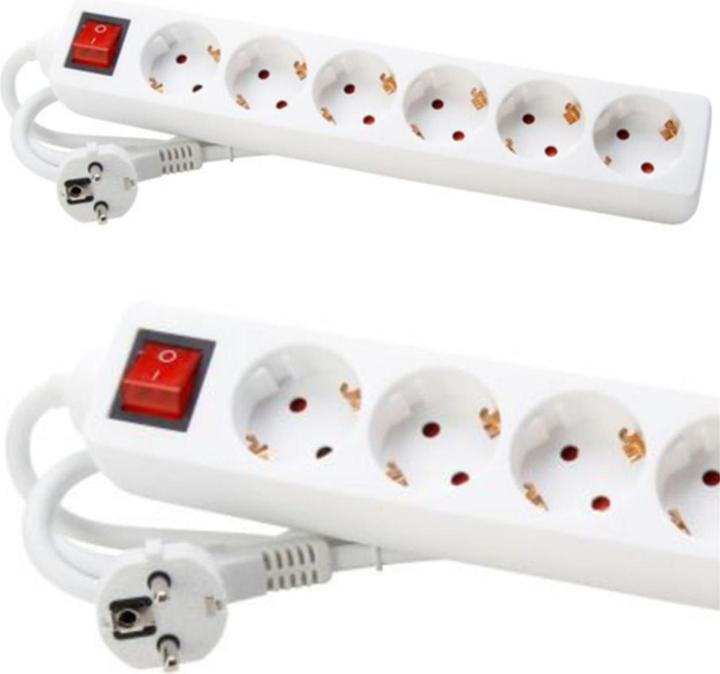 Productafbeelding Kopp 6-voudige contactdoosstrook met 2-polige, verlichte schakelaar, gedraaide potten (6x, CEE 7/3, 1.40 m)