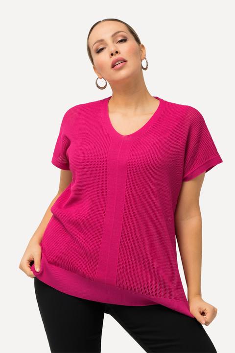 Produktbild Ulla Popken Pullover, Struktur, Oversized, V-Ausschnitt, ärmellos (50, 52)