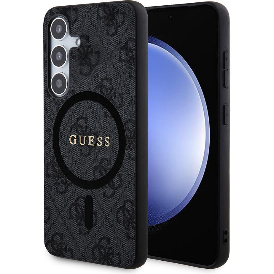 Guess custodia per S24+ S926 GUHMS24MG4GFRK hardcase 4G Collection Leather Metal Logo MagSafe nero (Samsung Galaxy S24+), Cover smartphone, Nero