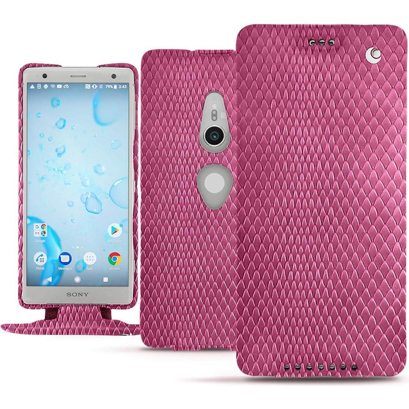 Noreve Lederschutzhülle vertikal (Sony Xperia XZ2), Smartphone Hülle, Rosa