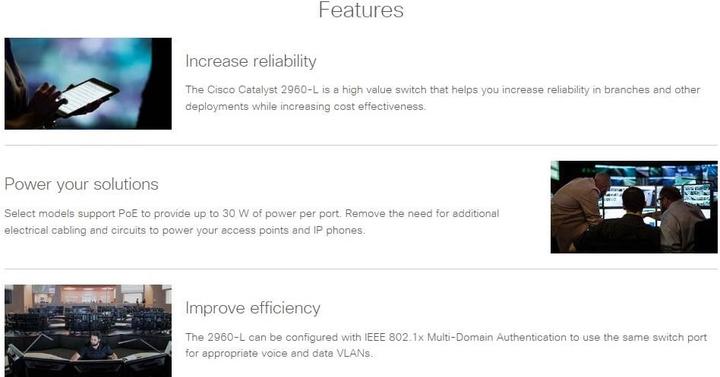 Actual product image Cisco 2960L-8TS-LL: 8 Port LAN Lite Switch (8 ports)