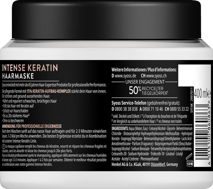 Image du produit Syoss Haarmaske Intense Keratin 400ml (400 ml)
