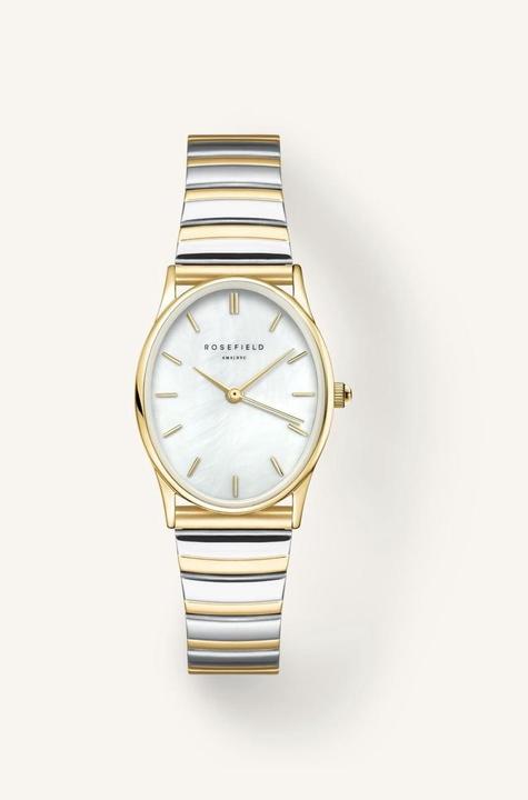 Produktbild Rosefield The Oval White MOP Half-Moon Steel Duotone Armbanduhr