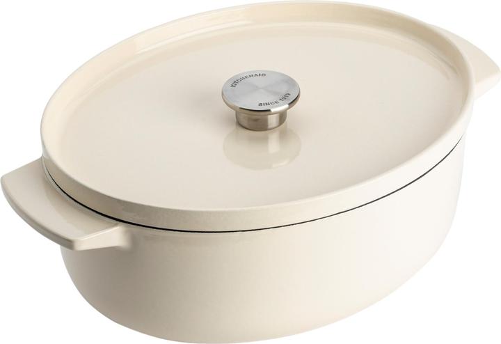 Produktbild KitchenAid braadpan 30cm - gemailleerd gietijzer - amandel wit - ovaal (30 cm, Bräter + Schmortopf, Gusseisen)
